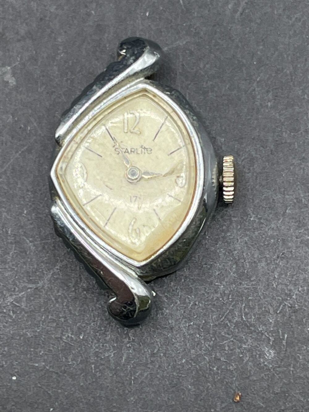 Vintage Starlite Women's Watch Silver Tone 16mm 17 Jewels Manual Wind No Band